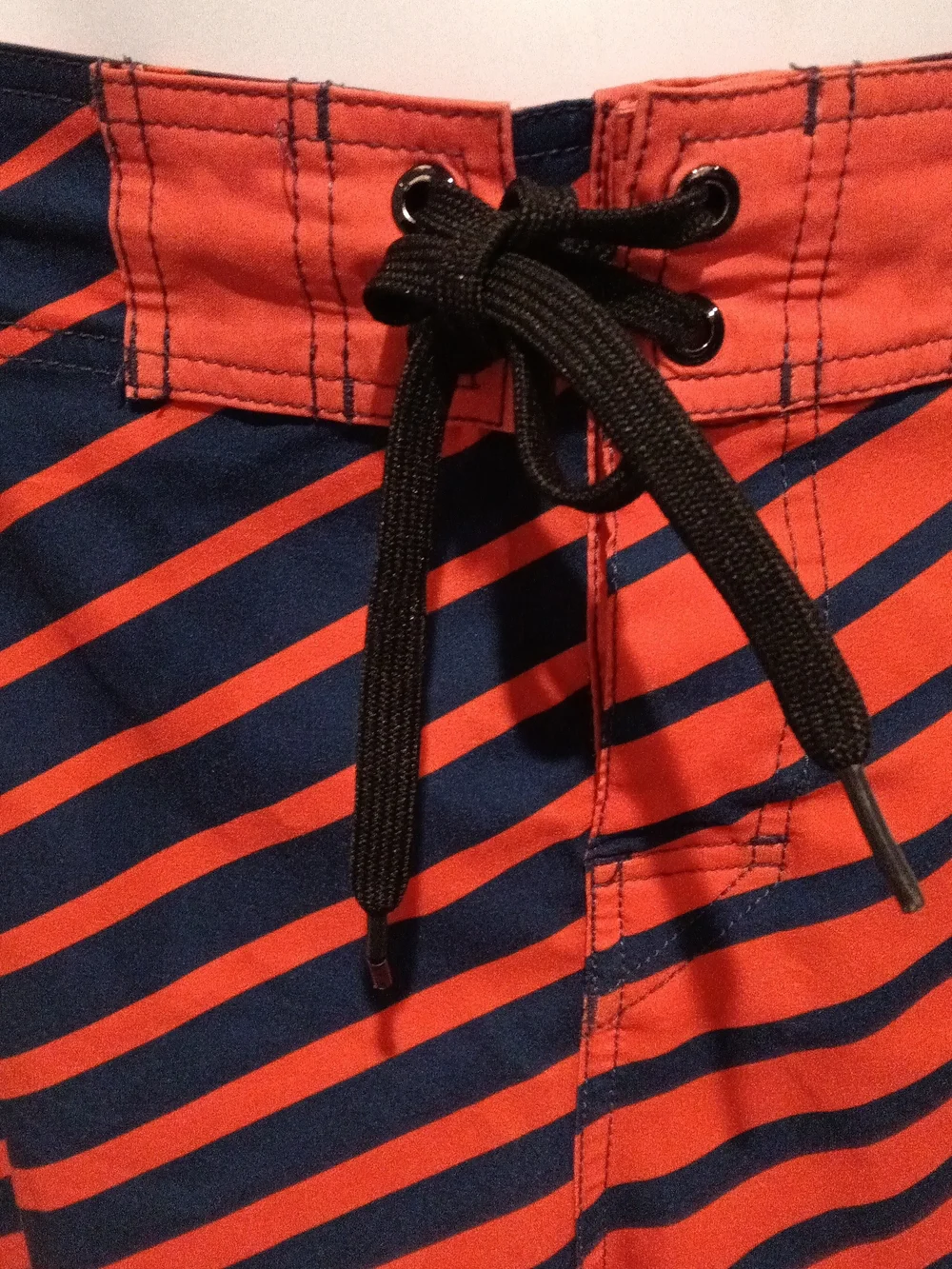 Bronco's Team Apparel Men's Navy and Orange Striped Swim Trunks Size 34